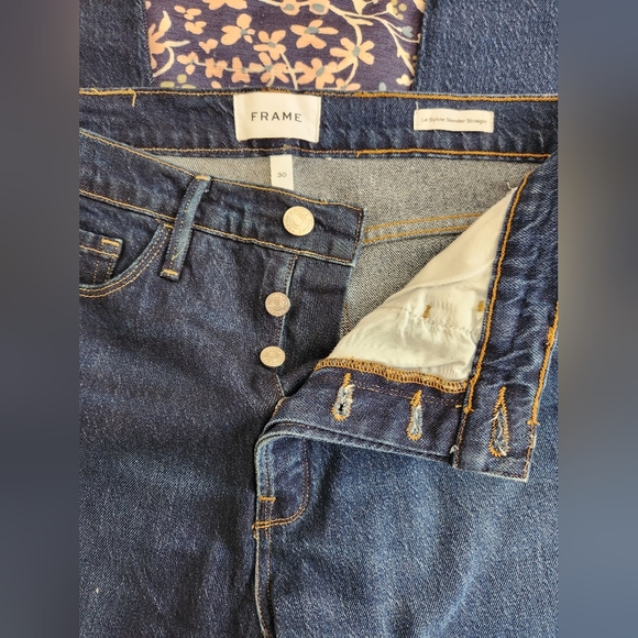 Frame Le Sylvie Slender Straight High Rise Blue Jeans Size 30 - Picture 4 of 12
